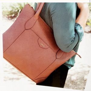 Lodis saddle tan leather Sierra travel tote